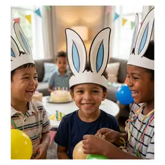 EKOL TACTICA MILITAR - Pack 50 Cintillos Orejas De Conejo Pascua Resurrección Cartón Niño