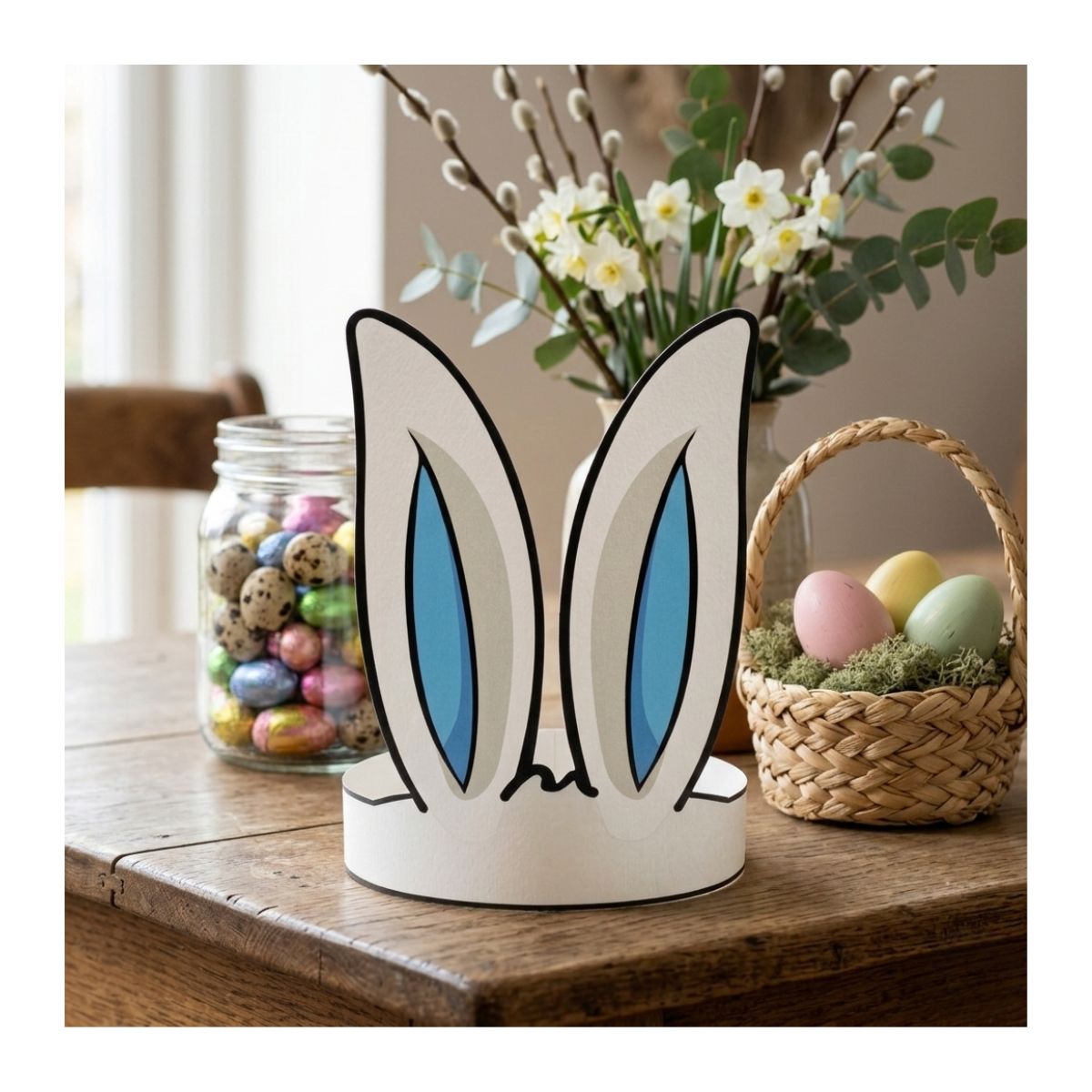 EKOL TACTICA MILITAR - Pack 50 Cintillos Orejas De Conejo Pascua Resurrección Cartón Niño