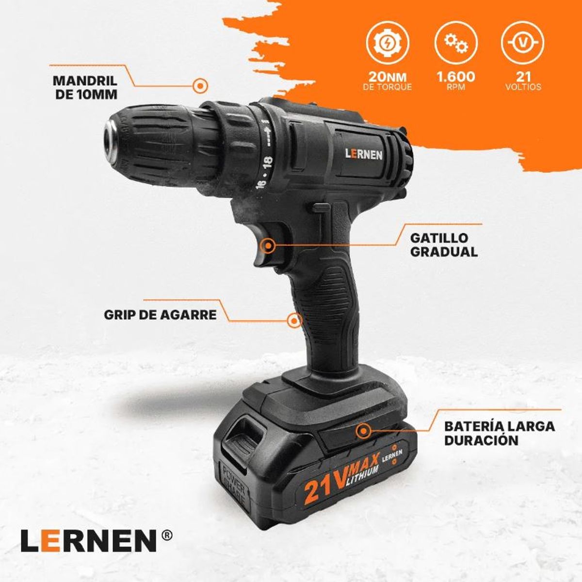 LERNEN - Taladro Destornillador TIEC Con Brocas Color Negro Lernen