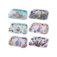 GENERICO - Bandeja Metálica Rectangular de Pascua 23x34 cm Diseño Aleatorio Ideal para Dulces y Decoración