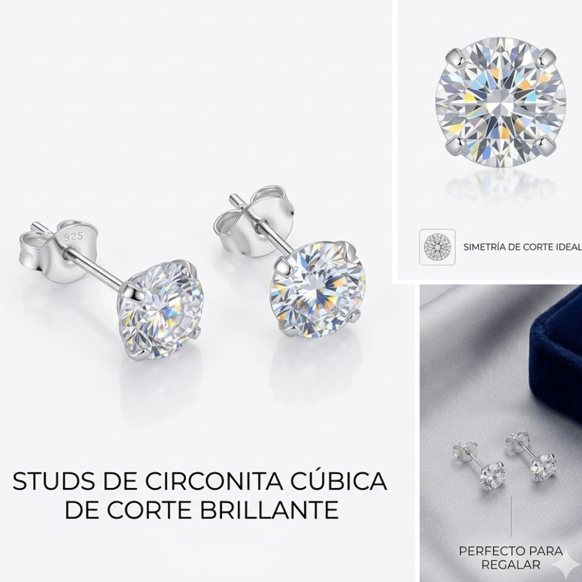 GENERICO - Aros Plata 925 Circón 6 mm