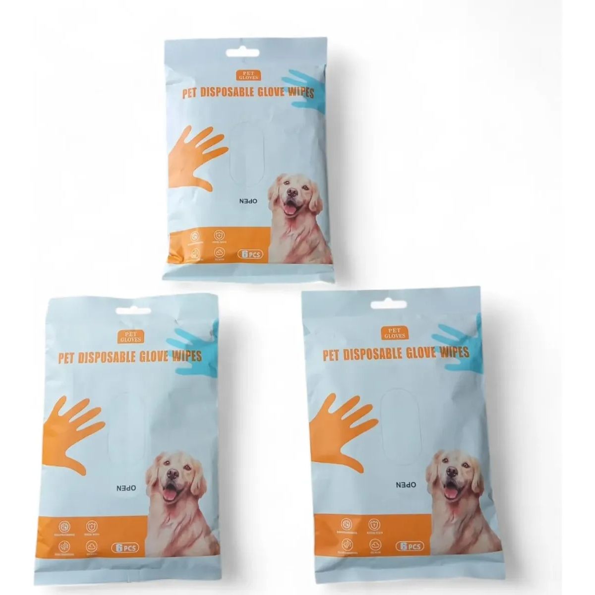 DEFENSOR FOREVER - Pack X3 Toallitas Húmedas Forma De Guantes Para Perros Gatos