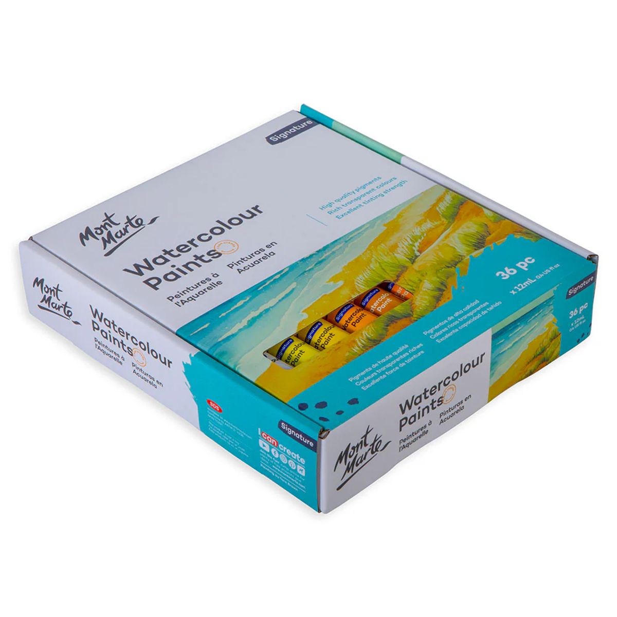 MONT MARTE - Mont Marte Set 36 Acuarelas Profesionales en Tubo 12ml