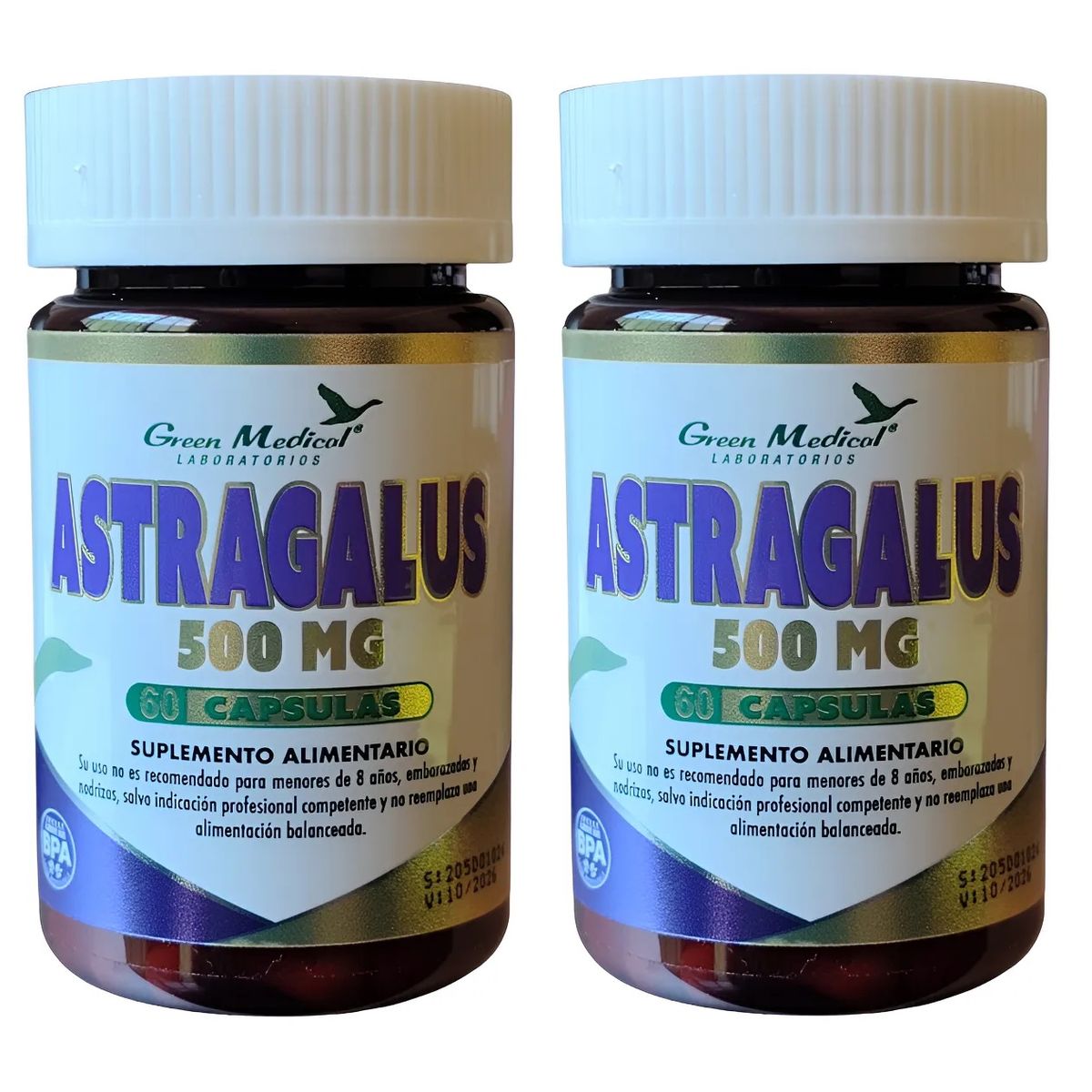 GREEN MEDICAL - Astragalo Gm 2 Frascos 2x60 Caps. Sist Inmune