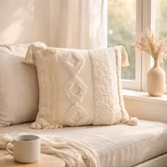 COLETTE - Funda de Cojín 45 x 45 Boho Geo Trenza