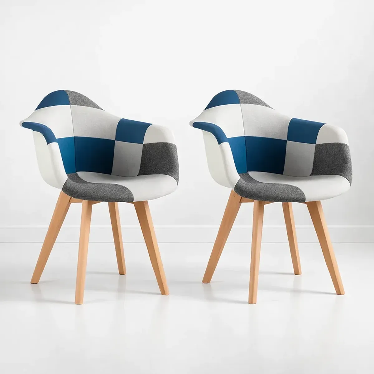 KLIK - Pack de 2 Butaca Sitial Patchwork Acolchado Wood - Celeste