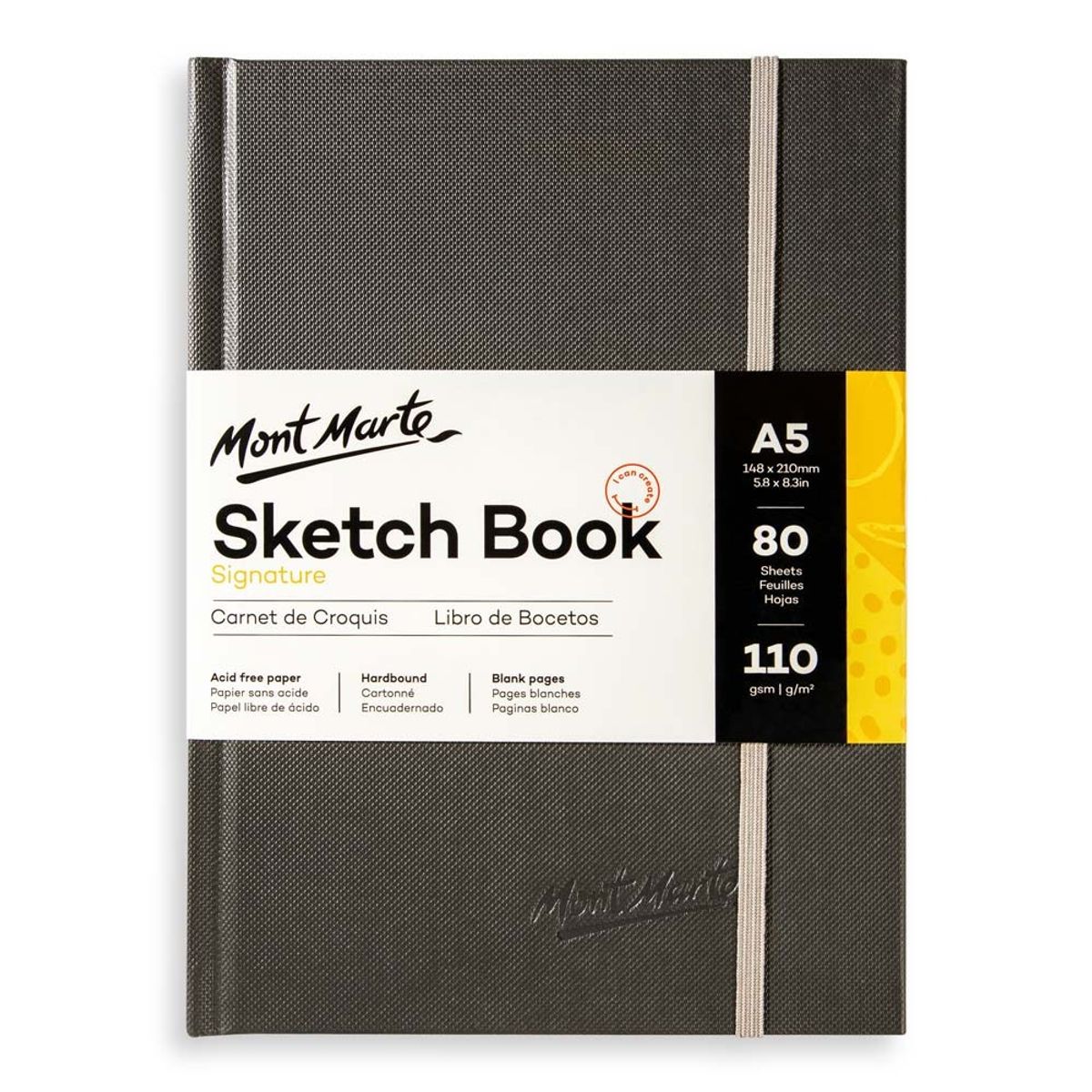 MONT MARTE - Mont Marte Cuaderno de Dibujo Tapa Dura A5 80 Hojas