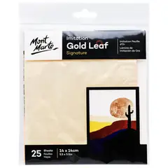 MONT MARTE - Pack 25 Hojas Pan de Oro Imitación 14x14cm