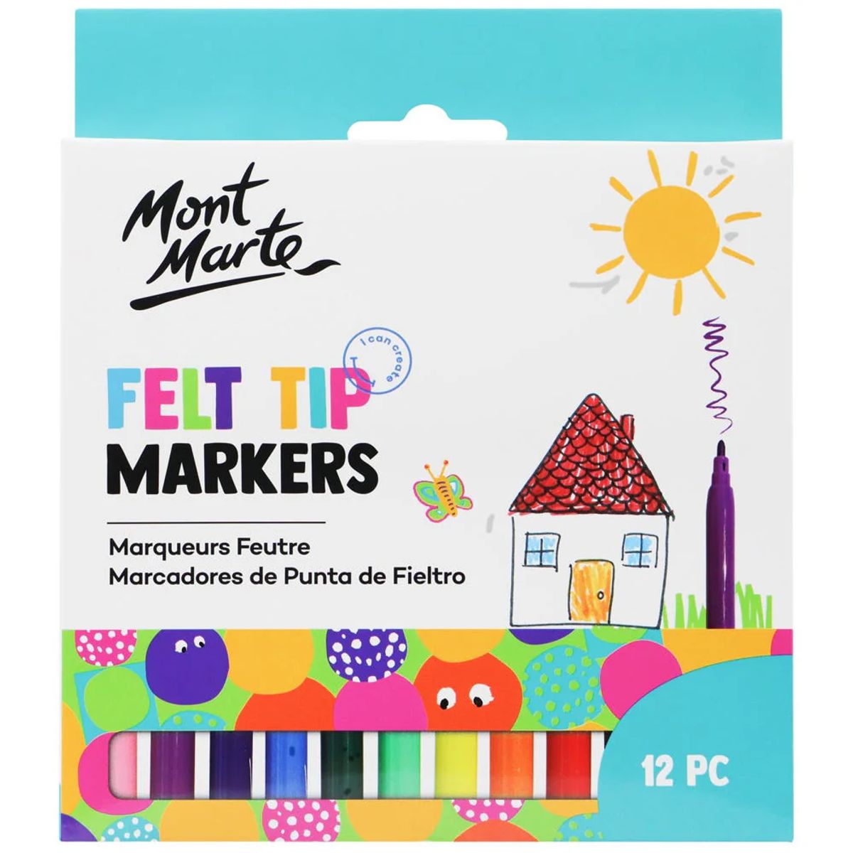 MONT MARTE - Mont Marte Set 12 Plumones de Fieltro de Colores para Niños