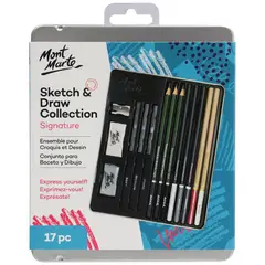 MONT MARTE - Set de Dibujo Artístico 17 Piezas en Caja Metálica