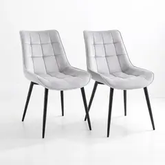 KLIK - Pack de 2 Sillas de Comedor Macron Acolchada Terciopelo - Gris