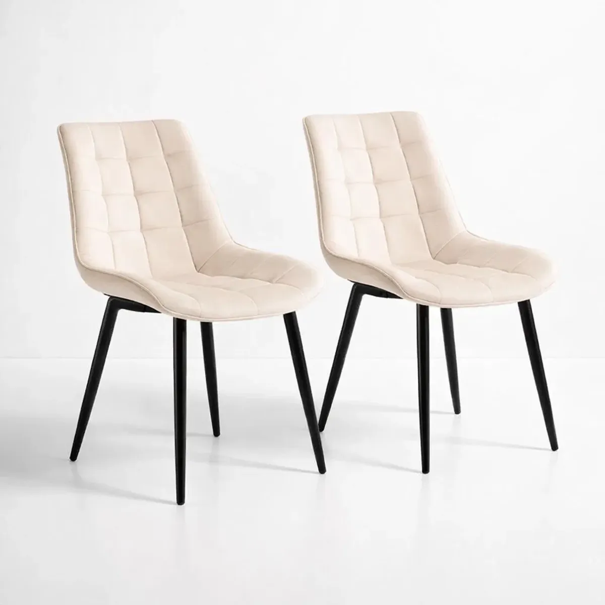 KLIK - Pack de 2 Sillas de Comedor Macron Acolchada Terciopelo - Beige