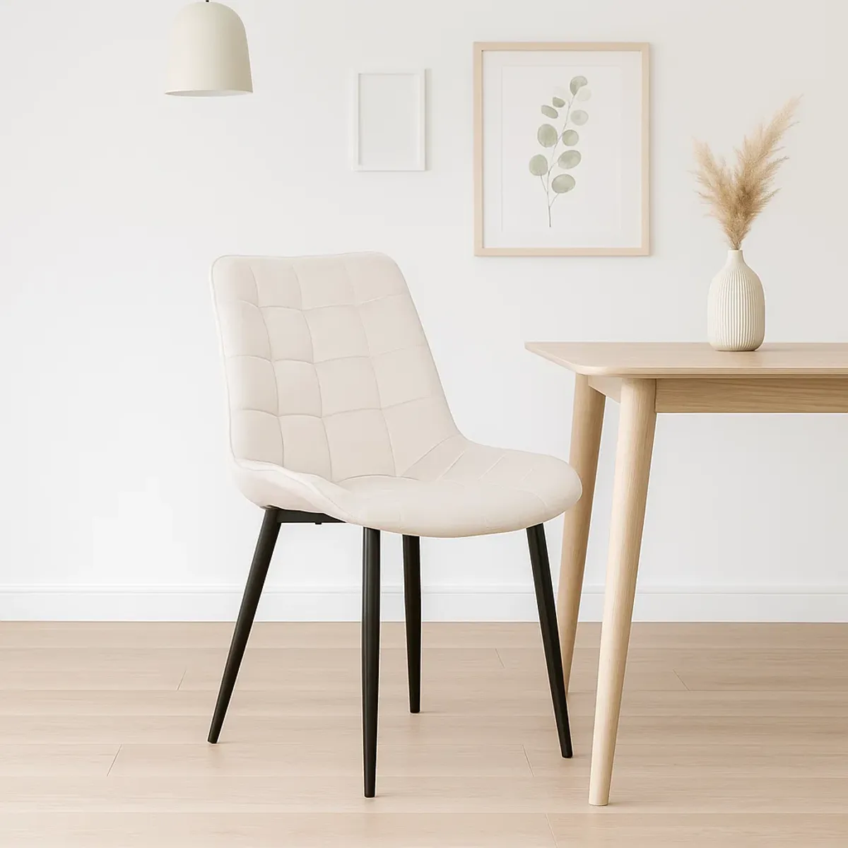 KLIK - Pack de 2 Sillas de Comedor Macron Acolchada Terciopelo - Beige
