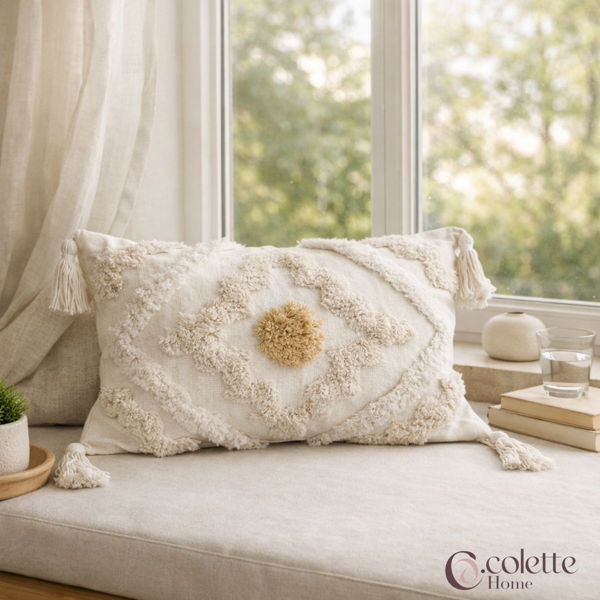COLETTE - Funda De Cojin 30 x 50 Rectangular Boho Caramel