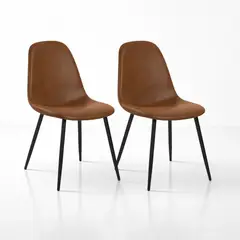 KLIK - Pack de 2 Sillas Spoon Ecocuero vintage café oscuro