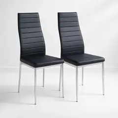 KLIK - Pack de 2 Sillas Acolchadas Dining Liana con patas cromadas - Negras