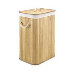 GENERICO - Canasto Cesta Ropa Sucia Rectangular Bambu Plegable Con Tapa