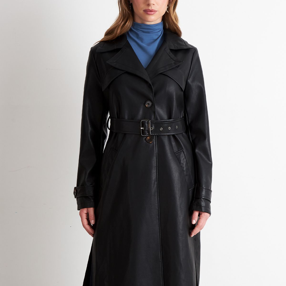 NICOPOLY - Abrigo Ecocuero Negro Nicopoly