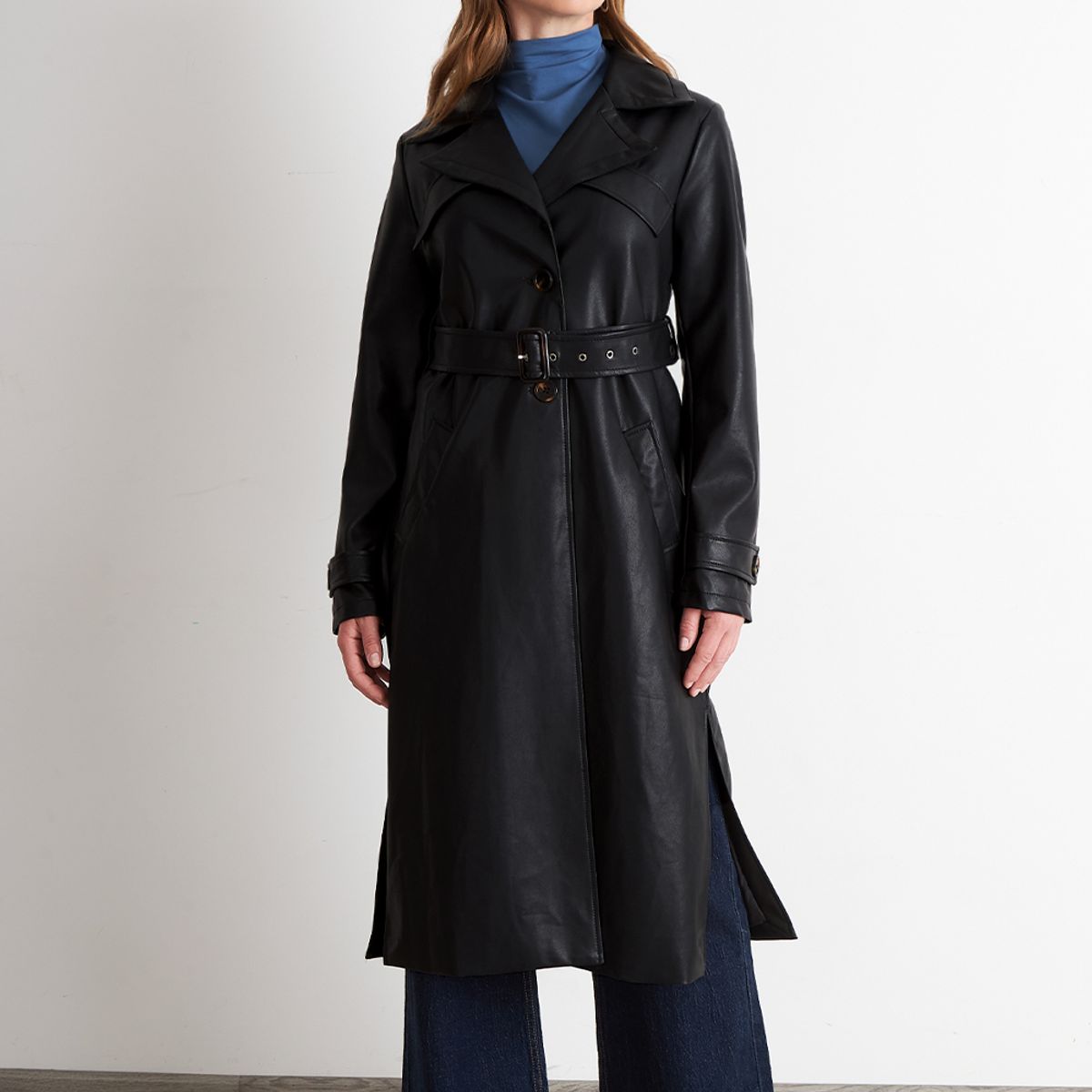 NICOPOLY - Abrigo Ecocuero Negro Nicopoly