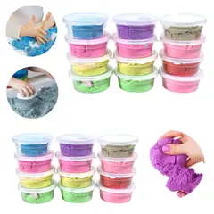 SPACE - Set 24 frascos Arenas Mágicas Kinetica 1200g, 12 Colores 24 Moldes