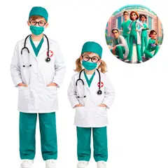 GENERICO - Disfraz Traje Doctor Medico Cuentos Infantiles Celebracion Dia Del Libro Todos los Accesorios