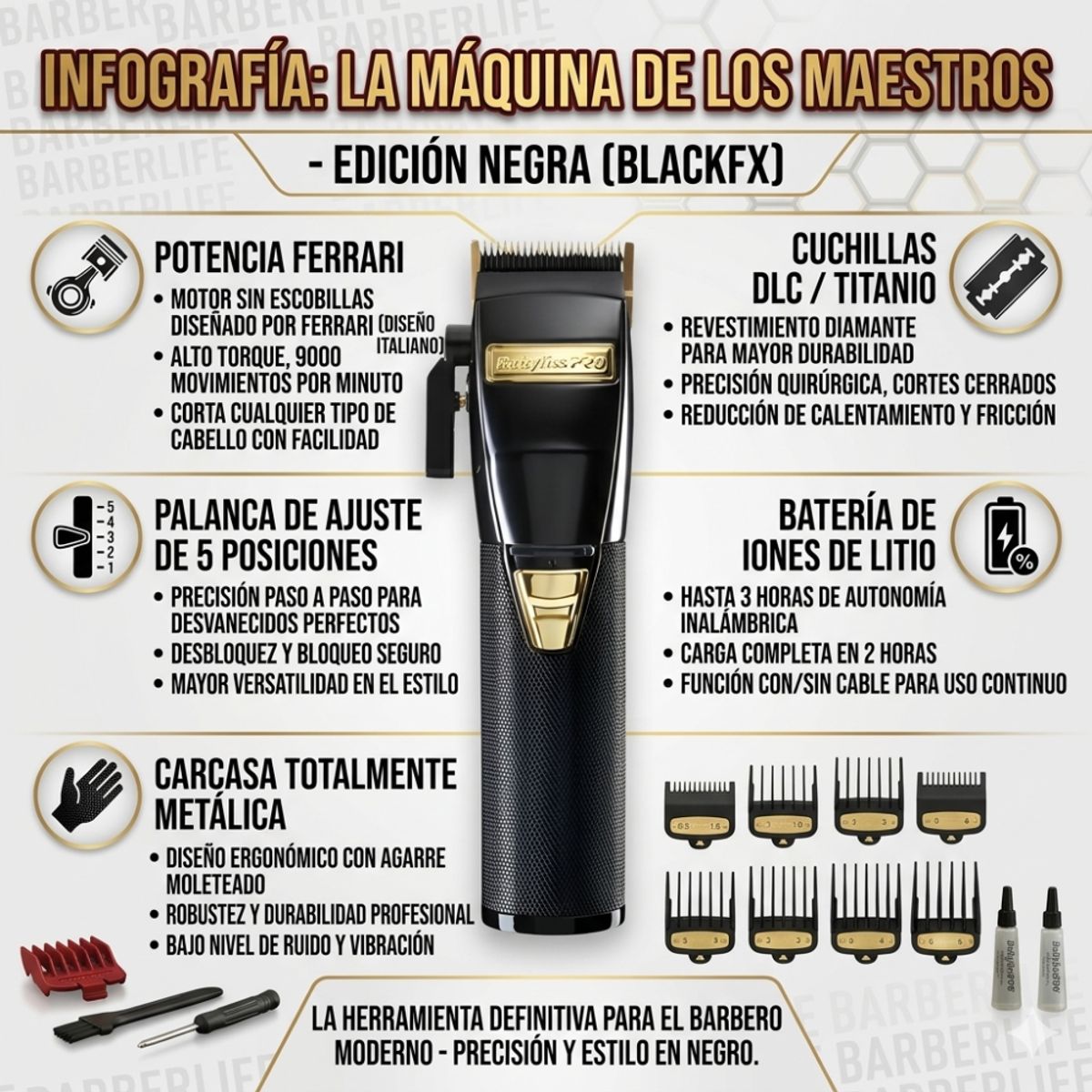 BABYLISS - Máquina Cortadora Babyliss Pro Black Fx Ferrari Original