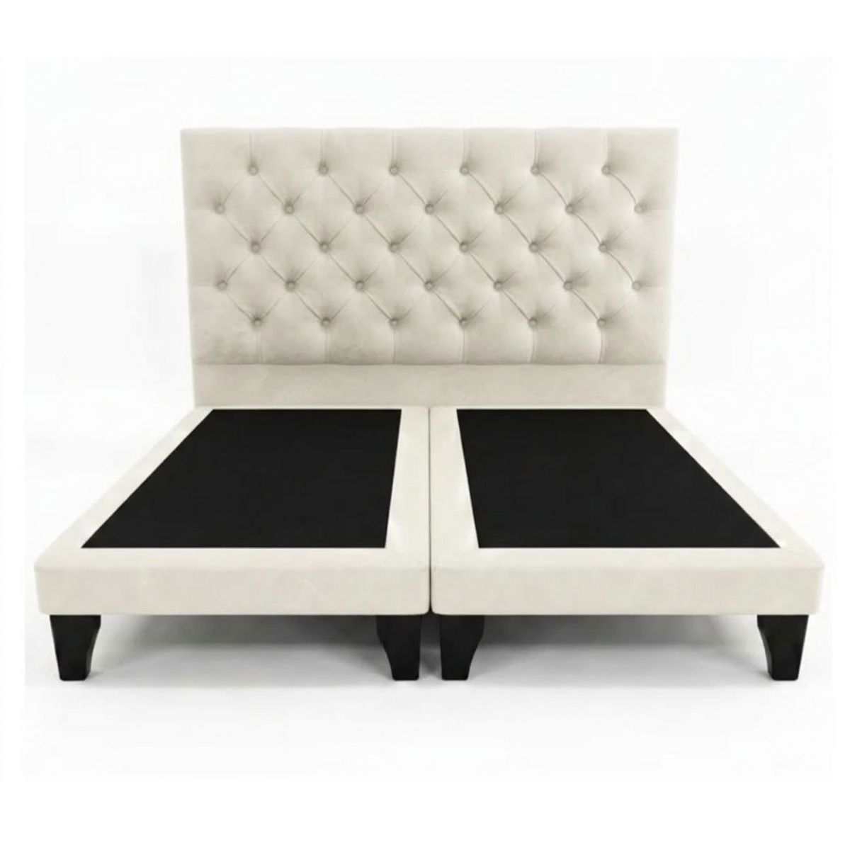 GENERICO - Cama Europea 2 Plazas + Respaldo Capitone Crudo