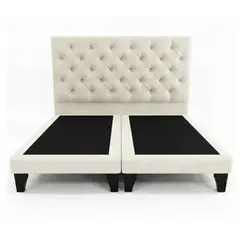GENERICO - Cama Europea 2 Plazas + Respaldo Capitone Crudo