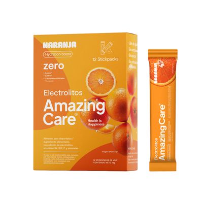 Amazing Care Electrolitos Naranja Bebida Hidratante 12