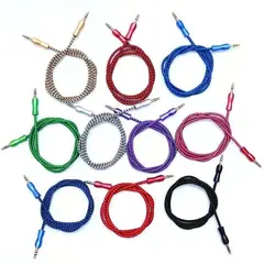 GENERICO - X5 Cable Auxiliar Audio Plug 3.5 Mm 1 Metros Premium Nylon Color Azar-213151
