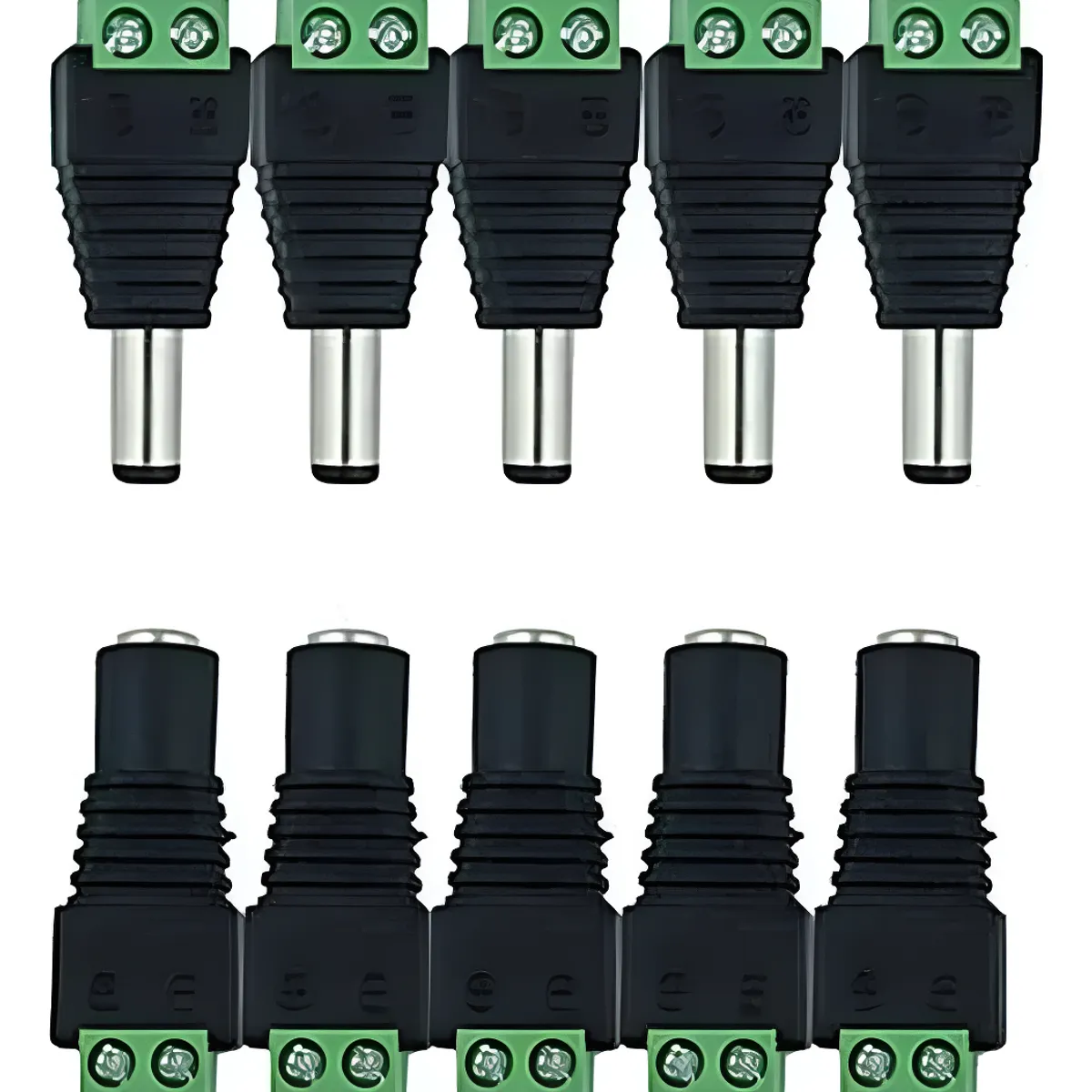 GENERICO - Pack X5 Par Conector Dc Hembra Y Macho De Poder Cámaras Color Negro - 221073+221074