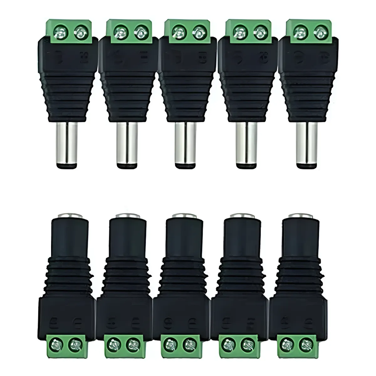 GENERICO - Pack X5 Par Conector Dc Hembra Y Macho De Poder Cámaras Color Negro - 221073+221074