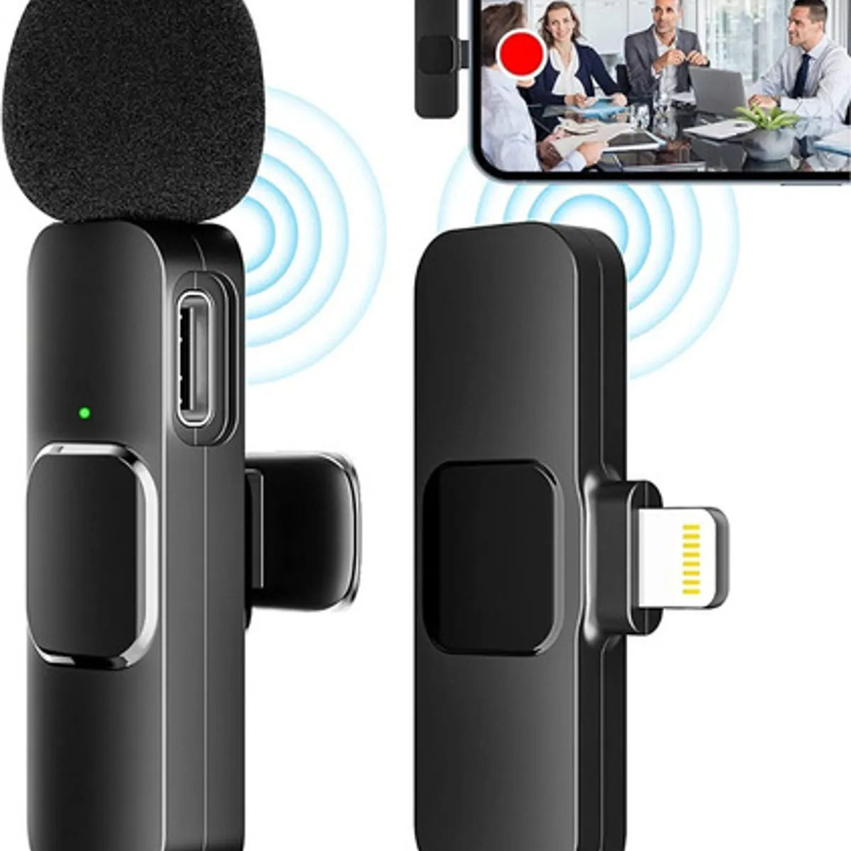 GENERICO - Microfono Inalambrico Para iPhone  ipads Microfono Lavalier Celular Color Negro