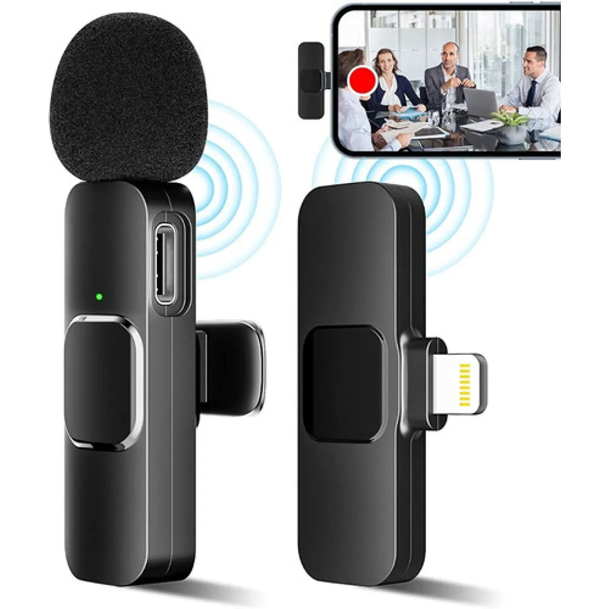 GENERICO - Microfono Inalambrico Para iPhone  ipads Microfono Lavalier Celular Color Negro
