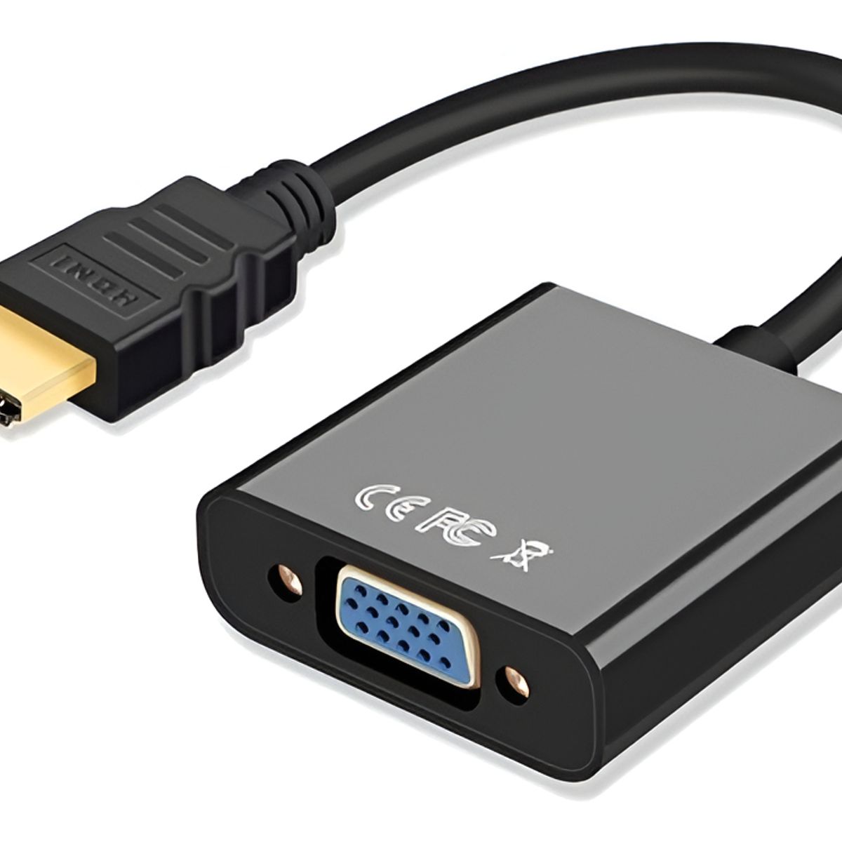 GENERICO - Adaptador HDMI a VGA Yixoo Negro 1080p con Audio para PC y TV