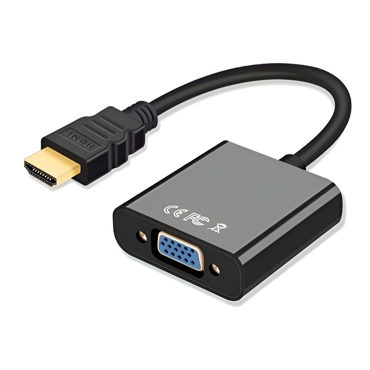 GENERICO - Adaptador HDMI a VGA Yixoo Negro 1080p con Audio para PC y TV