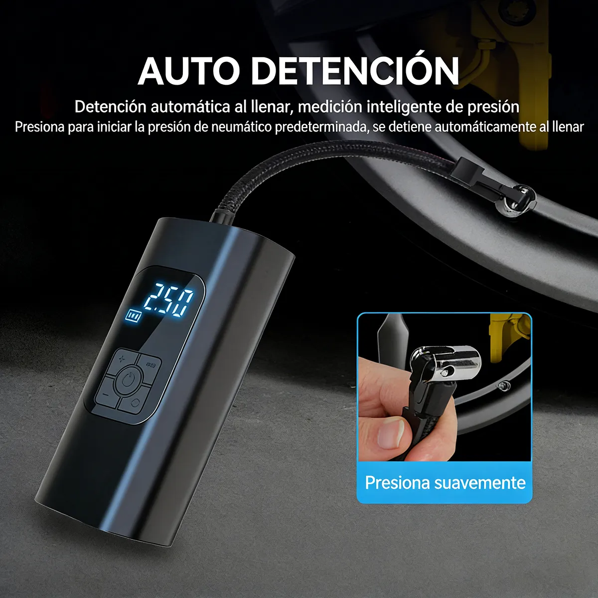 GENERICO - Compresor Portátil 12v Neumáticos Powerbank Linterna Negro