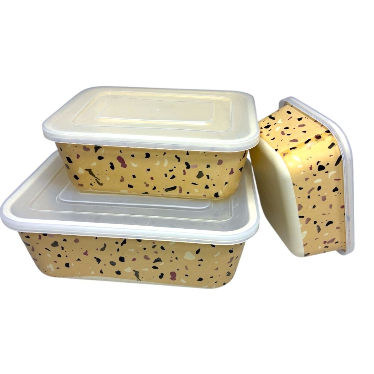 GENERICO - Set 3 Contenedores Fibra Bambú Hermético Fiambrería o recipientes Eco-Friendly Ecologico y Biodegradables