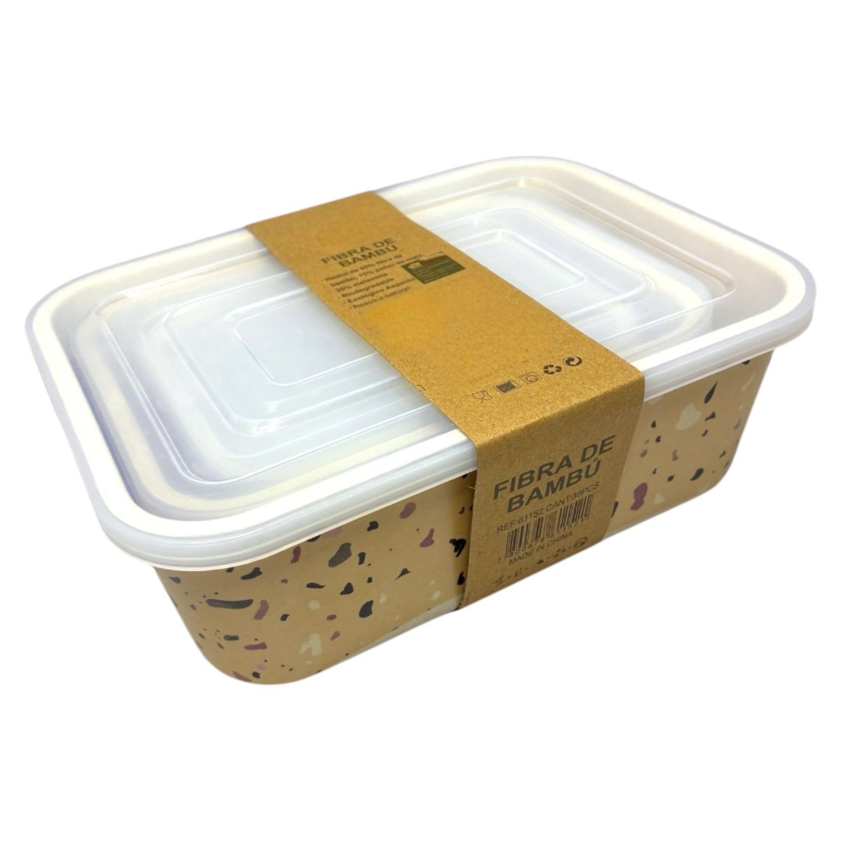 GENERICO - Set 3 Contenedores Fibra Bambú Hermético Fiambrería o recipientes Eco-Friendly Ecologico y Biodegradables