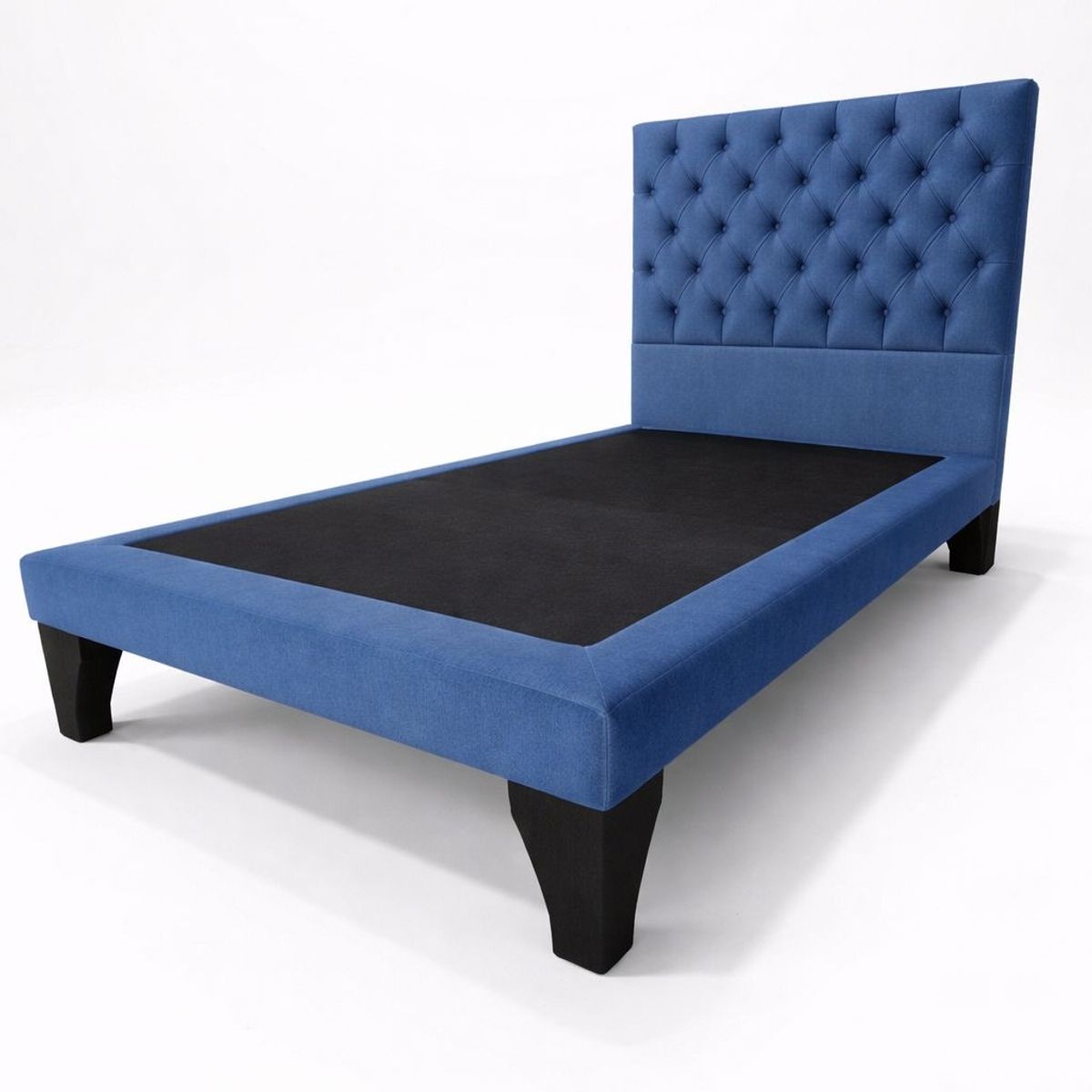 GENERICO - Cama Plaza y Media PREMIUM Capitone Azul Rey