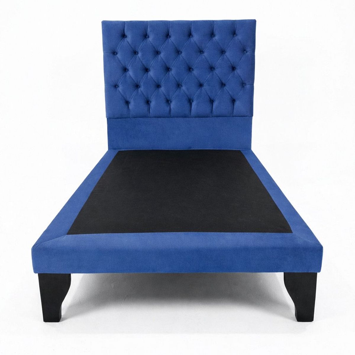 GENERICO - Cama Plaza y Media PREMIUM Capitone Azul Rey