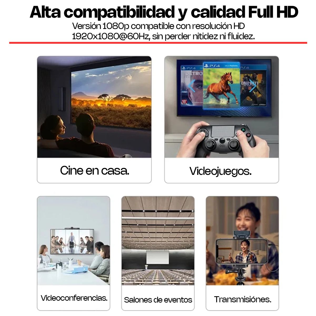 ASIAQUALITY - Hdmi Inalámbrico 150m Transmisor Receptor Full HD Plug & Play Sin WiFi Para TV PC Proyector