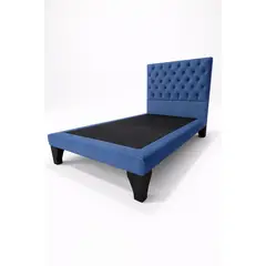 GENERICO - Cama 1 Plaza PREMIUM Capitone Azul en Felpa