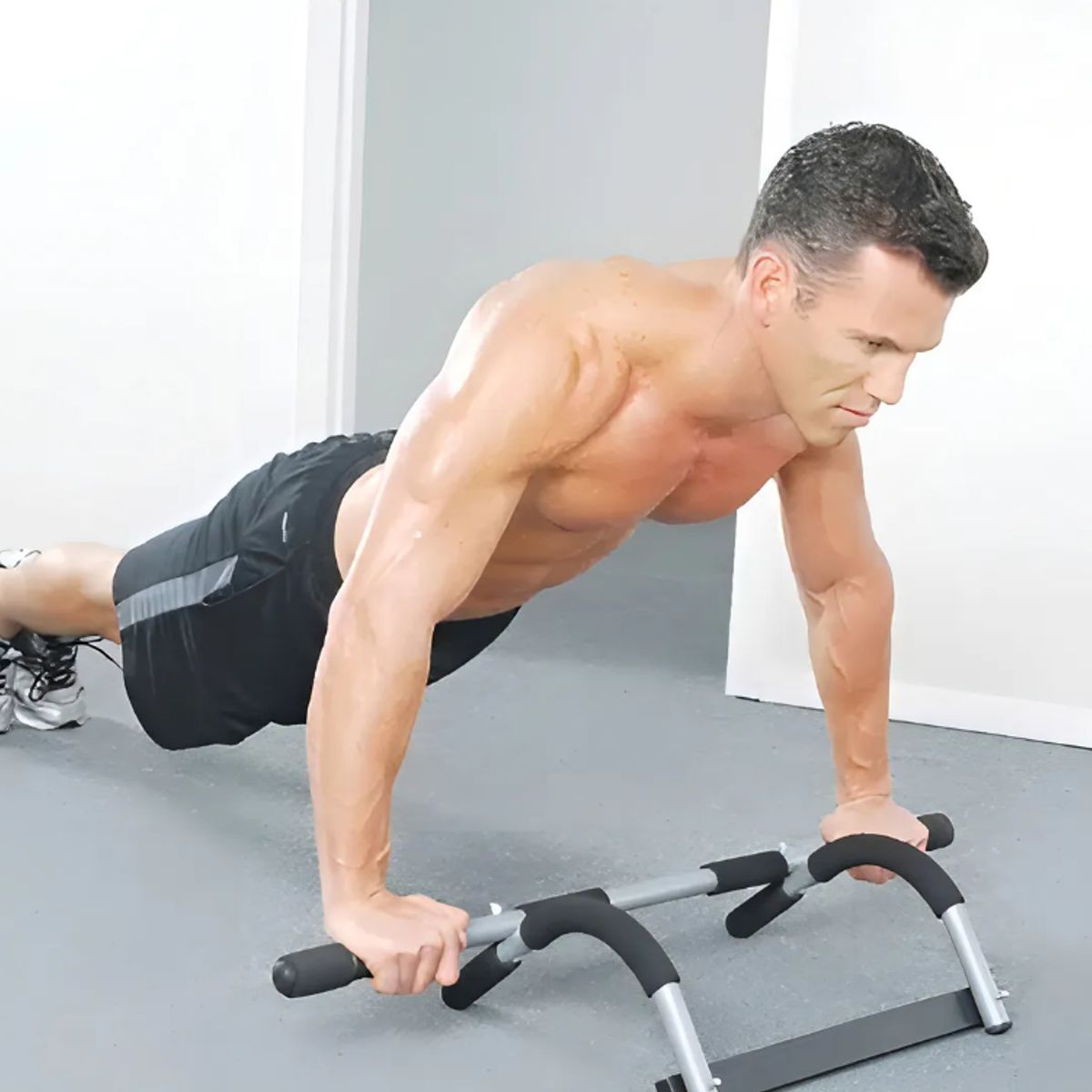 GENERICO - Barra Multifuncional Ejercicios Negra Plateada Para Puerta 95cm