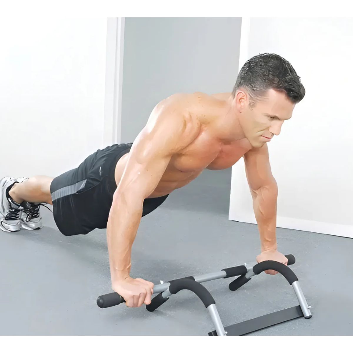 GENERICO - Barra Multifuncional Ejercicios Negra Plateada Para Puerta 95cm