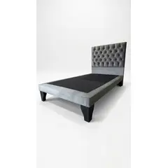 GENERICO - Cama Plaza y Media PREMIUM Capitone Gris Oscuro
