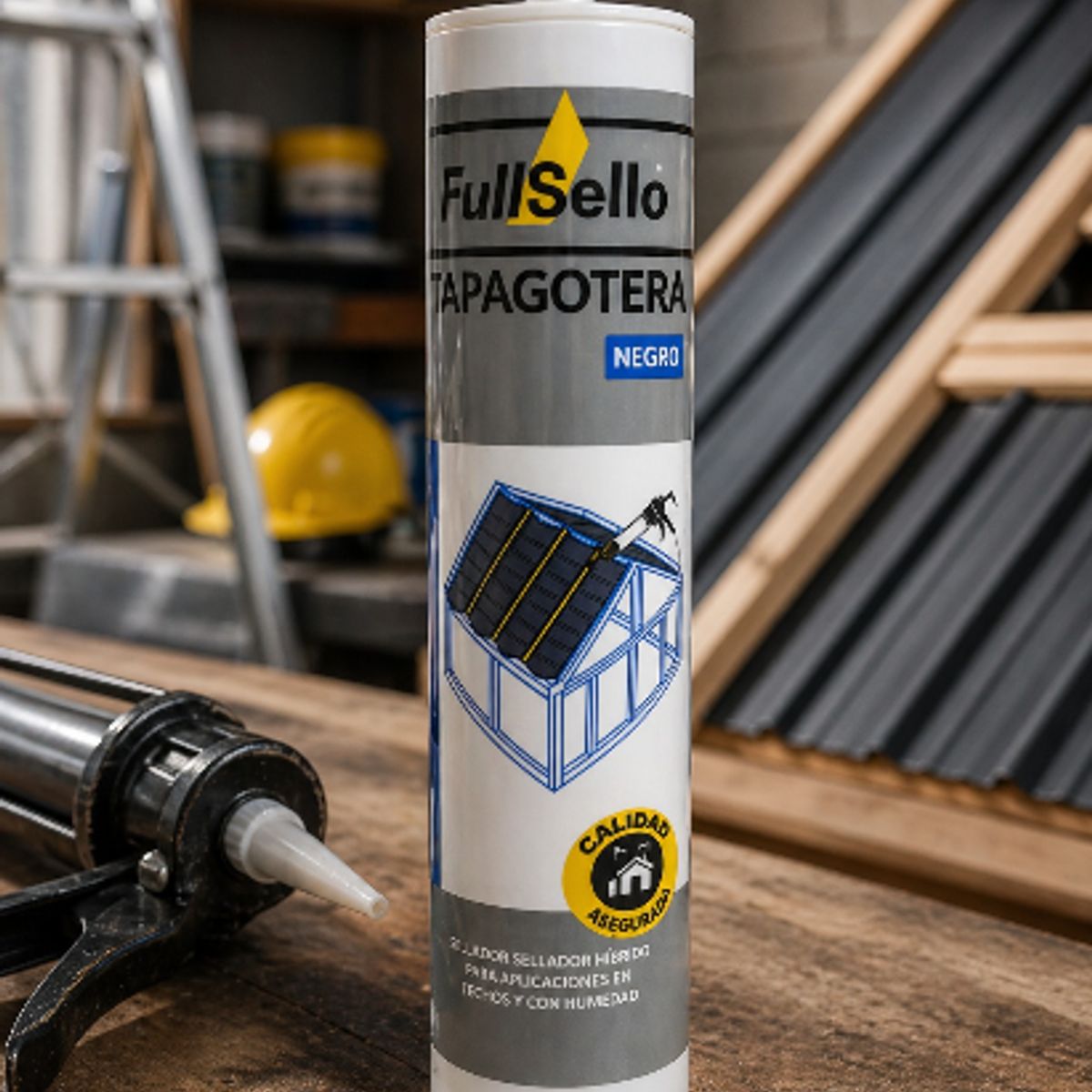 FULLSELLO - Silicona tapagoteras 290 ML. Negro fullsello