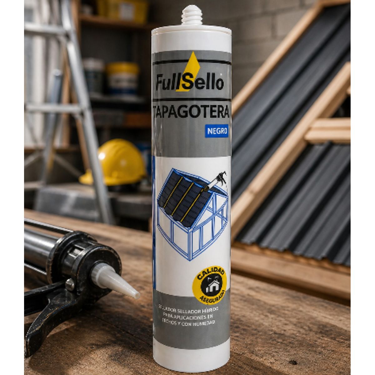 FULLSELLO - Silicona tapagoteras 290 ML. Negro fullsello