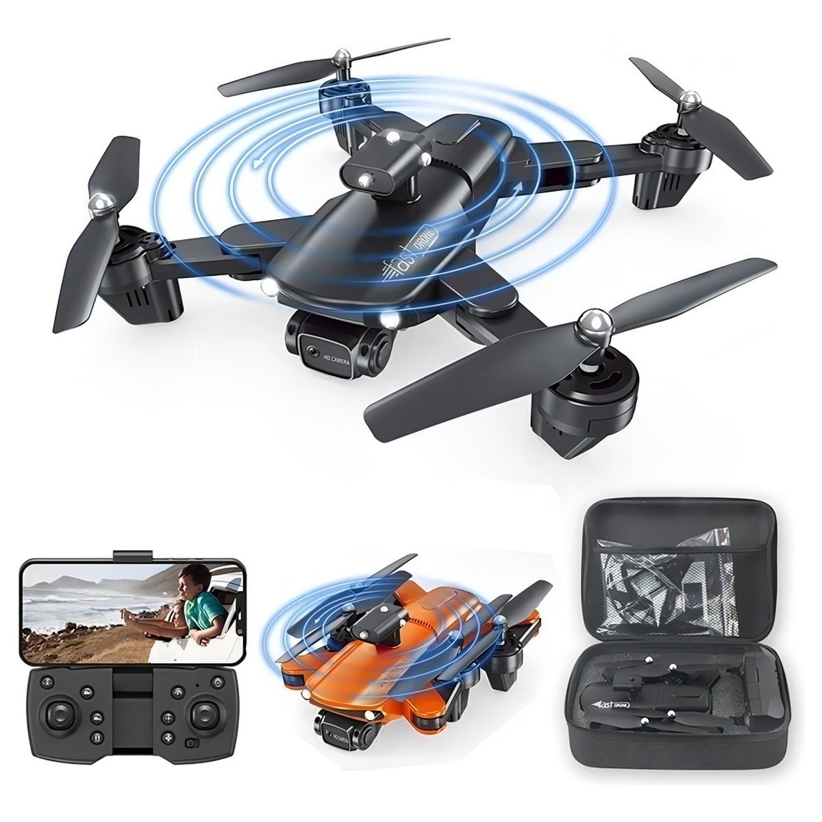 GENERICO - Mini Drone Doble Cámara Full Hd Wifi 2,4 Ghz Sensor Gravedad Color Negro-270004