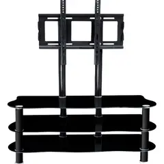 GENERICO - Soporte Universal 3 Bandeja Vidrio Templado 21 A 50 Pulgadas Color Negro